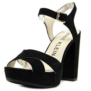 Anne Klein Black Platform Block Heel Sandal size 6.5